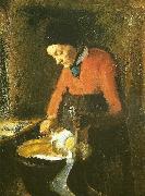 Anna Ancher, gamle lene plukker en gas
